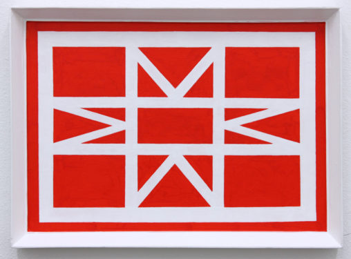 David Webb Parcheesi (Frame Red) 2016 Acrylic and on panel and found frame 28x38cm